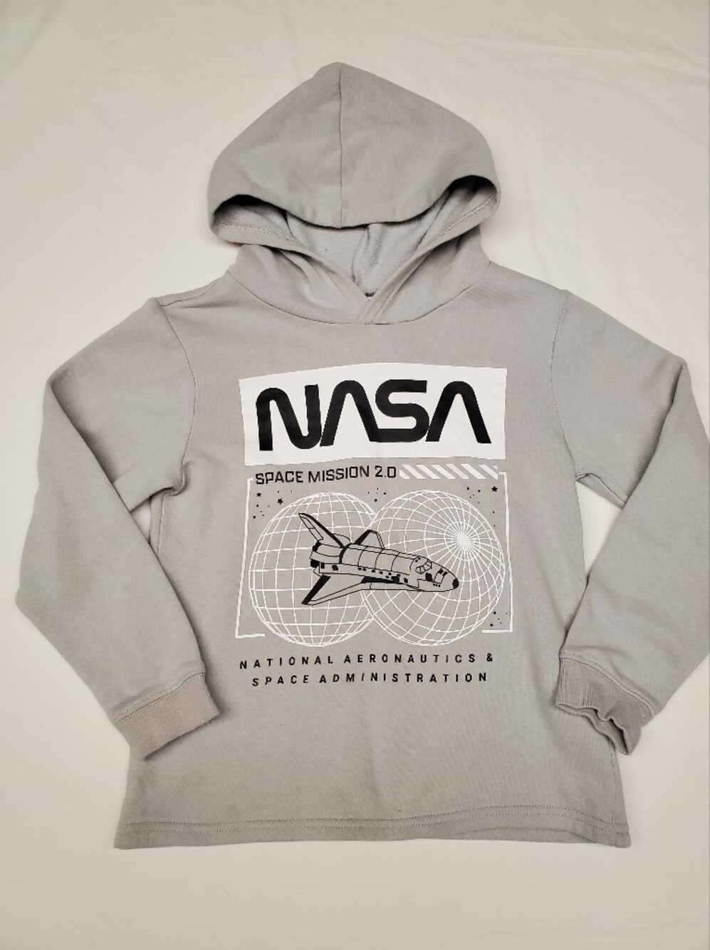 H&M NASA Space Mission Graphic Hoodie Gray Kids Size 6X/7 Unisex